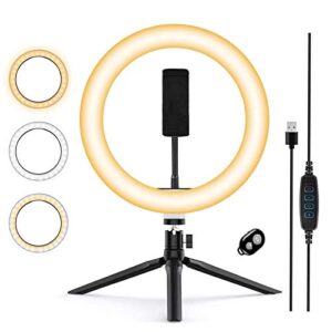 Zoeley Anillo luz LED Trípode Control Remoto, Bluetooth, 3