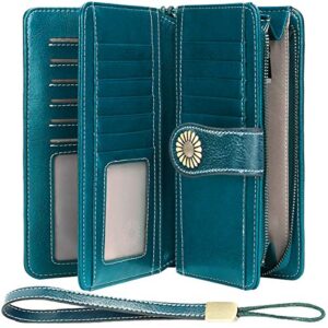 TEUEN Cartera Cuero Mujer Bloqueo RFID Monedero Piel Mujer