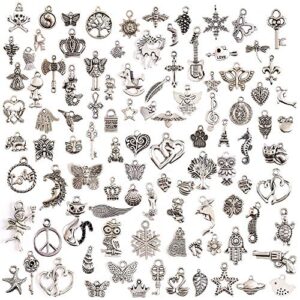 ZARRS Colgante 100 piezas colgante plata mixta, accesorios