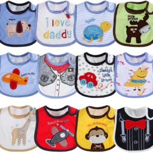 Lictin 12 pcs baberos bebé niños niñas Baberos impermeables